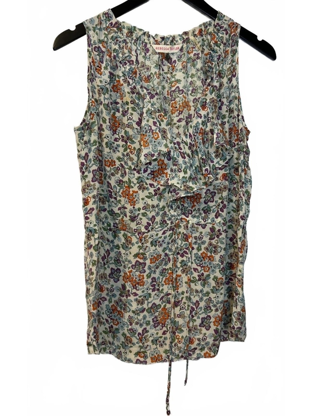 Rebecca Taylor Floral Sleeveless Blouse Silk Size 4 Good Condition